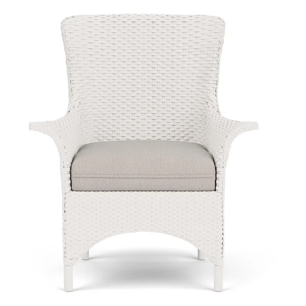 Mandalay Wicker Dining Arm Chair in White/Remy Cloud By Lloyd Flanders