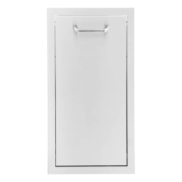 BBQGuys Signature 13-Inch Stainless Steel Narrow Roll-Out Trash Bin - Traditional