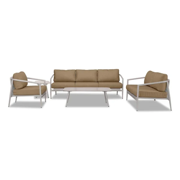 Midnight Cove 5 Pc Aluminum Seating Set w/ Sofa in Urban Stone/Heather Beige by Lakeview Outdoor Designs
