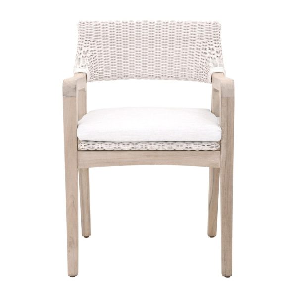 Laurabelle Wicker Dining Arm Chair in Teak/White Speckle by Lakeview Outdoor Designs