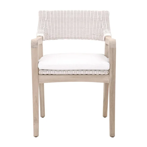 Laurabelle Wicker Dining Arm Chair in Teak/White Speckle by Lakeview Outdoor Designs