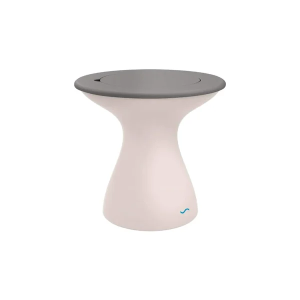 Autograph 21 Inch Round Polyresin End Table w/ Ice Bucket in Cloud by Ledge Lounger