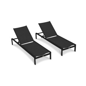 Spring Bay Reclining Chaise Lounge - Set of 2 in Black/Black by Lakeview Outdoor Designs