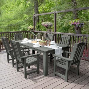 Hart Lane 7 Pc Recycled Plastic Dining Set in Coastal Teak by Lakeview Outdoor Designs