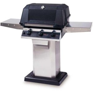 MHP Tri-Burn W3G4DD Propane Gas Grill With SearMagic Grids On Stainless Patio Base