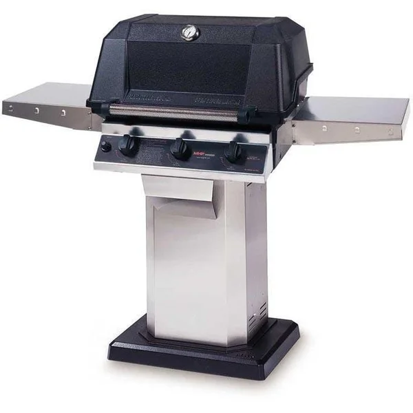 MHP Tri-Burn W3G4DD Natural Gas Grill With SearMagic Grids On Stainless Patio Base