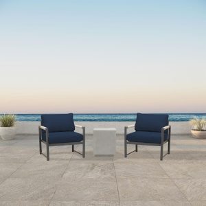 Avenue Bay  3 Pc Aluminum Seating Set in Slate/Spectrum Indigo by Lakeview Outdoor Designs