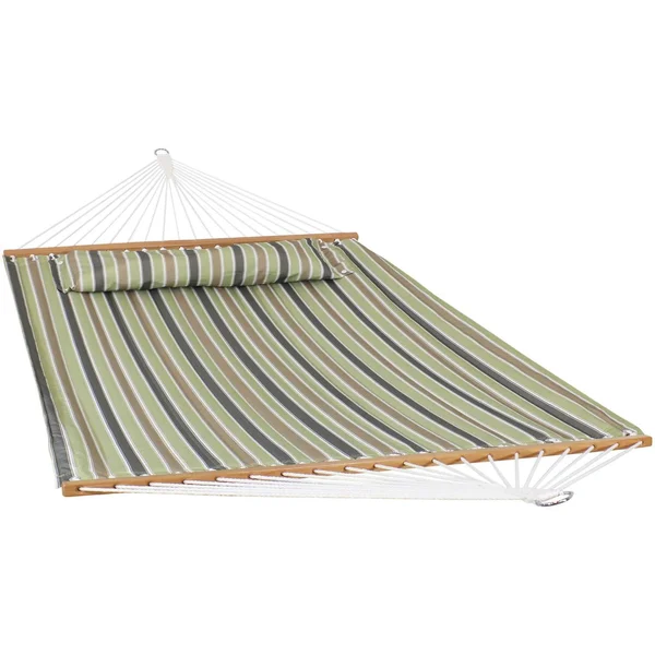 Ultimate Patio Quilted Double Hammock & Pillow - Khaki Stripe