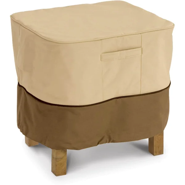 Classic Accessories Veranda Patio Ottoman/Table Cover - Pebble/Bark/Earth - Med. Square