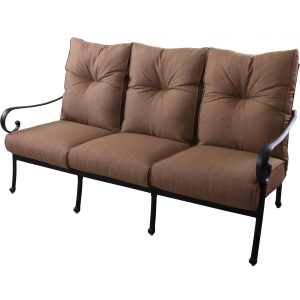 Santa Anita 3 Person Cast Aluminum Sofa in Antique Bronze/Sesame by Darlee