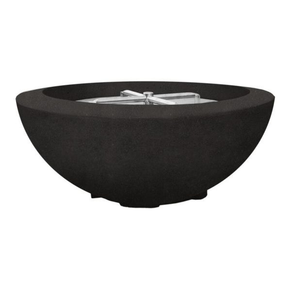 Valley Bay 2 39 Inch Round GFRC Propane Fire Bowl in Ebony by Lakeview Outdoor Designs
