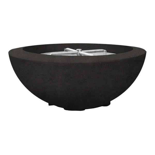Valley Bay 2 39 Inch Round GFRC Propane Fire Bowl in Ebony by Lakeview Outdoor Designs