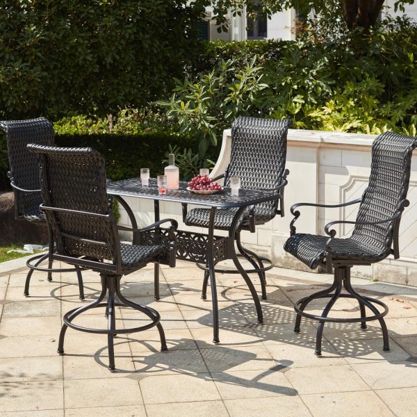 Victoria 5 Pc Resin Wicker Bar Set w/ 52 X 26 Inch Series 60 Table in Espresso/ by Darlee