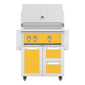 Hestan 30-Inch Propane Gas Grill W/ Rotisserie On Double Drawer & Door Tower Cart - Sol - GABR30-LP-YW