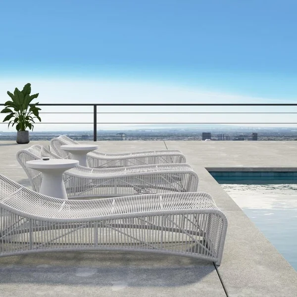 Miami 5 Pc Set Aluminum Chaise Lounge Set in Silver by Sunset West