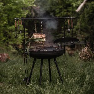 Barebones Living Cowboy 30-Inch Fire Pit Grill w/ Adjustable Grill Grate - CKW-450