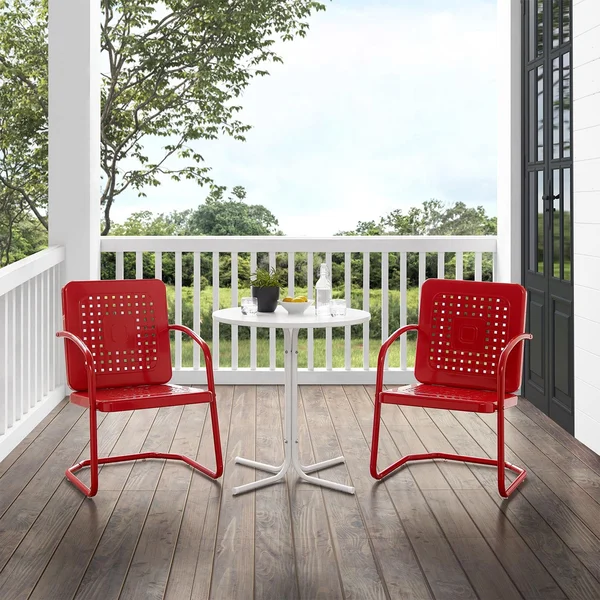 Ultimate Patio Westcove 3Pc Retro Outdoor Bistro Set in Red Gloss