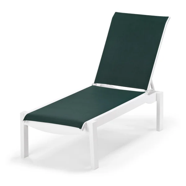 Leeward MGP Chaise Lounge in Textured Snow/Forest Green by Telescope Casual