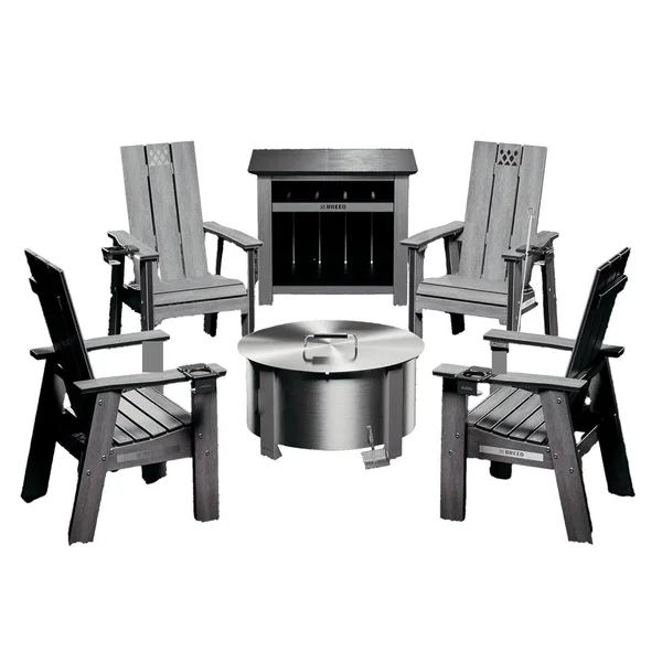 X Series 6 Pc 24 Inch Stainless Steel Fire Pit Seating Set in Gray by Breeo
