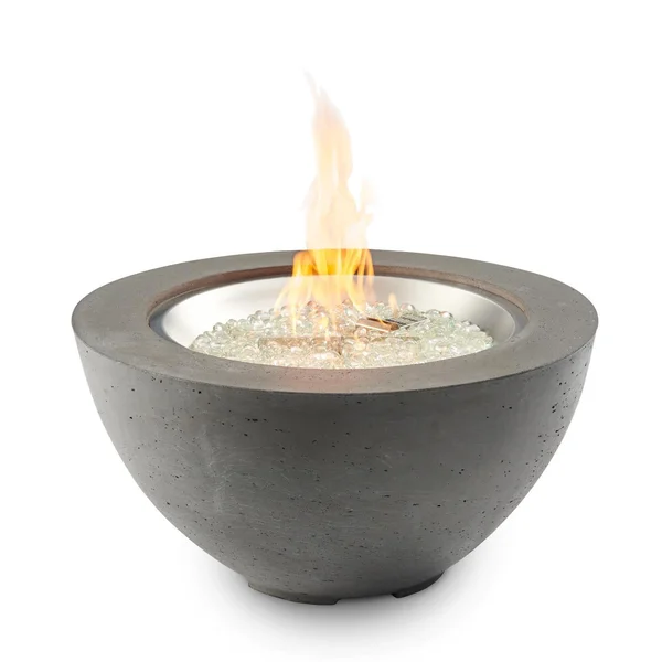 Cove 29 Inch Round GFRC Propane Fire Bowl in Midnight Mist by The Outdoor GreatRoom Company