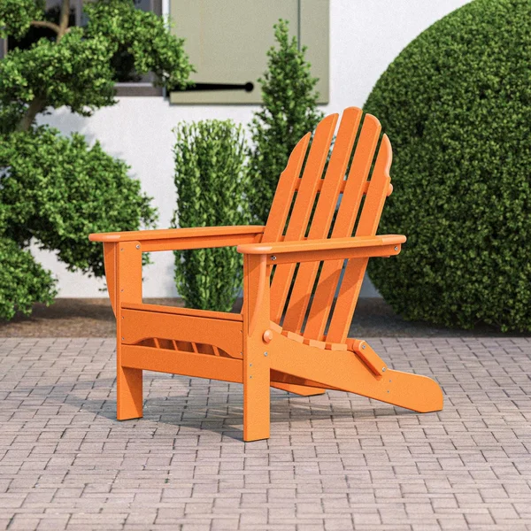 Classic Adirondack Recycled Plastic Folding Adirondack in Tangerine by POLYWOOD