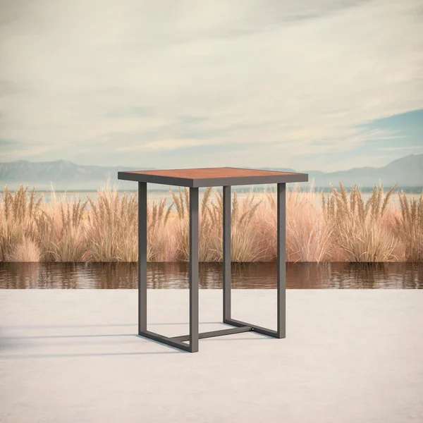 Pavia 35 Inch Charcoal Aluminum Bar Table W/ Umber Dekton Top By Azzurro Living