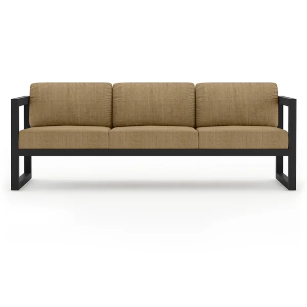 Misty Cove 3 Person Aluminum Sofa in Black/Heather Beige by Lakeview Outdoor Designs