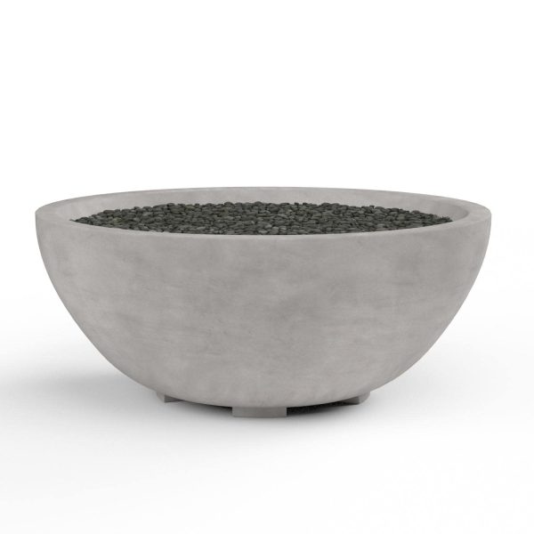 Bazaar 41 Inch Round GFRC Propane Fire Bowl in Gray by Sunset West