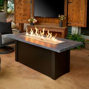 Havenwood 62 Inch Rectangular Powder Coated Steel Natural Gas Fire Pit Table in Gray by The Outdoor GreatRoom Company