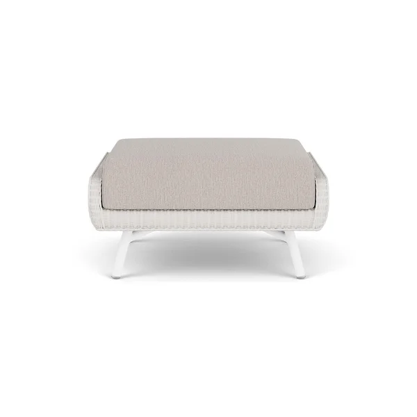 Essence Lloyd Loom Ottoman in Matte White/Remy Cloud by Lloyd Flanders