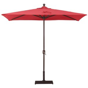 Galtech 3.5 X 7 Ft. Rectangular Aluminum Patio Market Half Wall Umbrella W/ Crank Lift - Antique Bronze Frame W/ Sunbrella Canvas Jockey Red Canopy