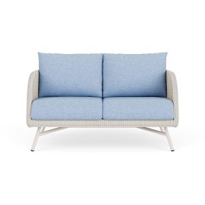 Essence Lloyd Loom Loveseat in Antique White/Demo Skyway by Lloyd Flanders
