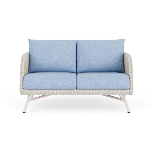 Essence Lloyd Loom Loveseat in Antique White/Demo Skyway by Lloyd Flanders