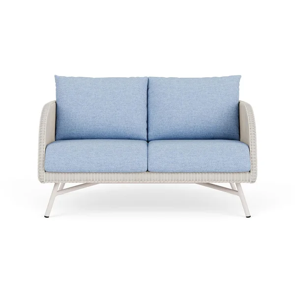 Essence Lloyd Loom Loveseat in Antique White/Demo Skyway by Lloyd Flanders