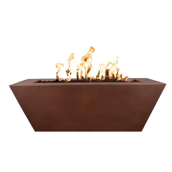 Mesa 60 Inch Rectangular Copper Natural Gas Fire Pit w/ Glow Plug by The Outdoor Plus