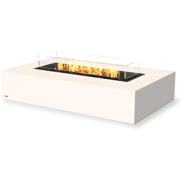 Wharf 65 Inch Rectangular Concrete Ethanol Fire Pit Table in Beige by EcoSmart Fire