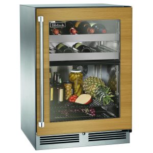 Perlick 24-Inch Signature Series Stainless Steel Panel Ready Glass Door Outdoor Dual Zone Refrigerator/Wine Reserve w/ Door Lock - Right Hinged - HP24CO-4-4RL