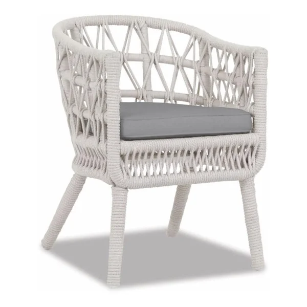 Dana Woven Rope Dining Arm Chair w/ Self Welt in Natural/Canvas Granite by Sunset West