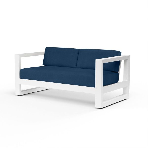 Newport Aluminum Patio Loveseat in Spectrum Indigo w/ No Welt By Sunset West