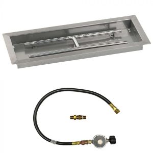 BBQGuys Signature 24 X 8 Inch Stainless Steel Rectangular Drop-In Pan with Match Light Kit - Propane