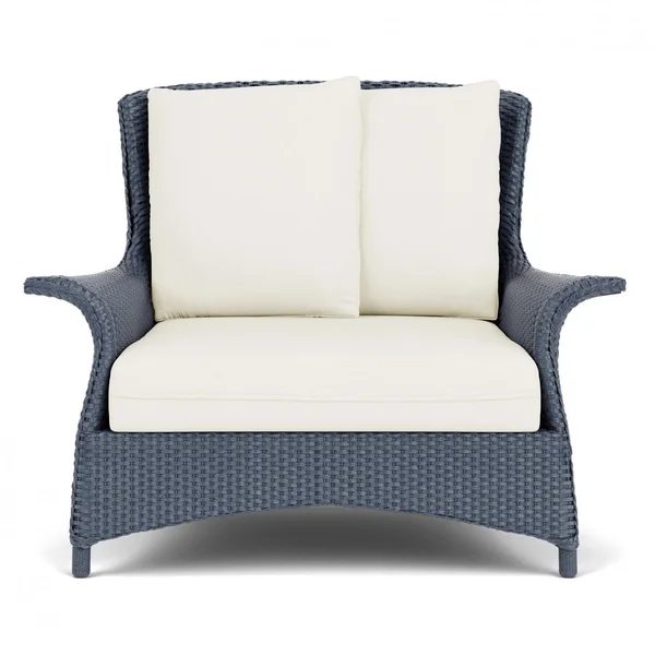 Mandalay Lloyd Loom Club Chair & a Half in Denim Blue/Sailcloth Salt by Lloyd Flanders