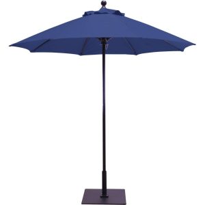 Galtech 7.5 Ft. Octagonal Aluminum Patio Market Umbrella W/ Push Lift - Black Frame W/ Sunbrella Canvas Navy Canopy