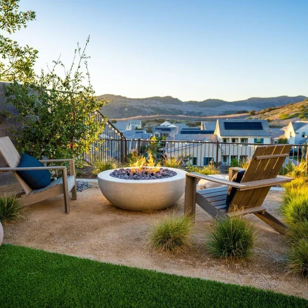 Valley Bay 4 48 Inch Round GFRC Propane Fire Bowl in Natural by Lakeview Outdoor Designs