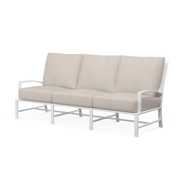 Bristol Aluminum Sofa in Satin White/Canvas Flax by Sunset West