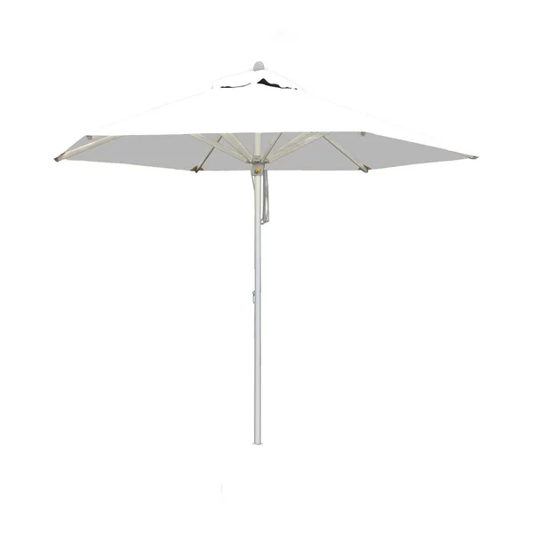 Bambrella 9 Ft. Hexagonal Aluminum Santa Ana Market Umbrella Set w/ 110 Lb. Freestanding Base in Ice White