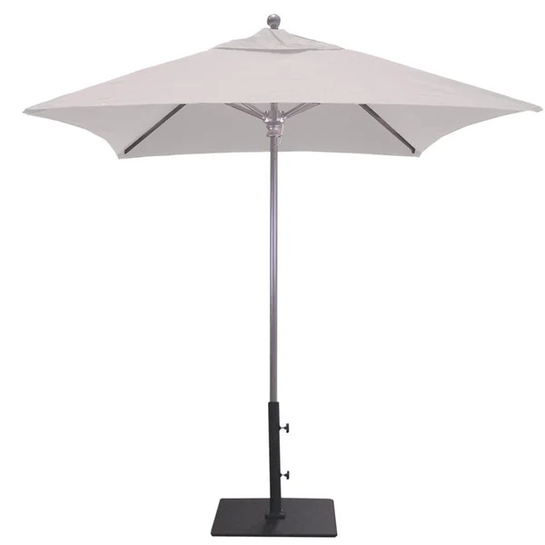 Galtech 6 X 6 Ft. Square Aluminum Patio Market Umbrella W/ Push Lift - Silver Frame W/ Sunbrella Canvas Canvas Canopy