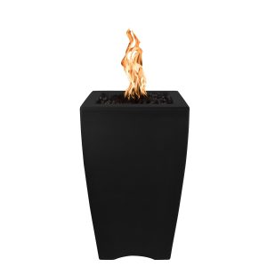 Baston 20 Inch Square GFRC Propane Fire Pit w/ Access Door in Black by The Outdoor Plus
