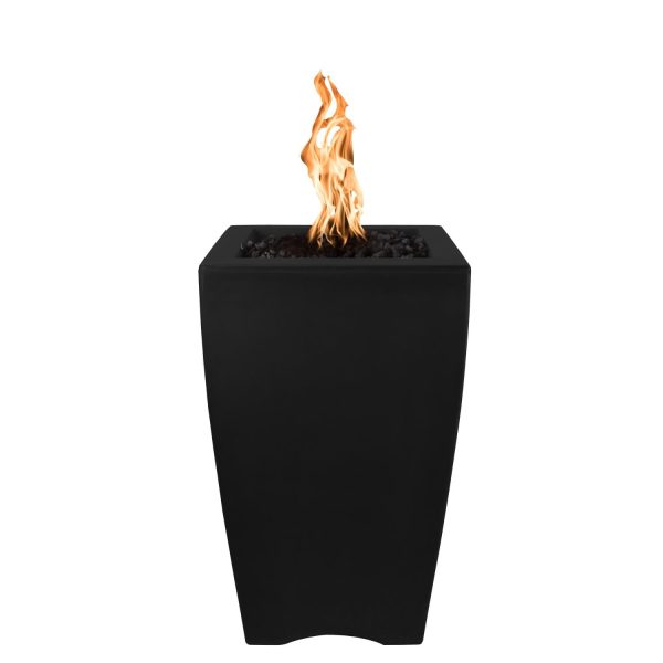 Baston 20 Inch Square GFRC Natural Gas Fire Pit in Black by The Outdoor Plus