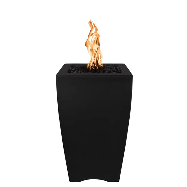 Baston 20 Inch Square GFRC Natural Gas Fire Pit in Black by The Outdoor Plus