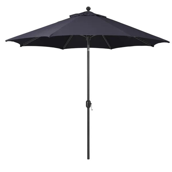 Galtech 9 Ft. Octagonal Aluminum Patio Market Umbrella W/ Crank Lift And Deluxe Auto Tilt - Black Frame W/ Sunbrella Canvas Black Canopy